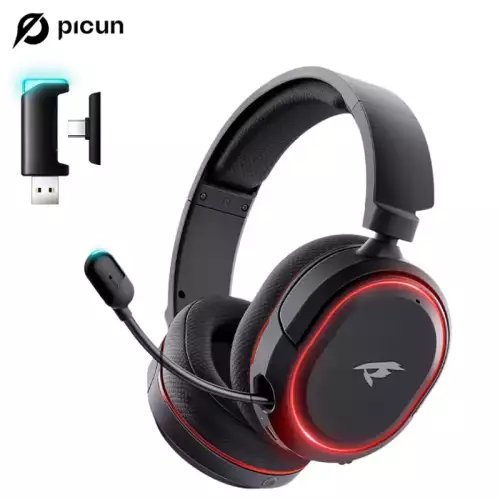 Picun G2 2.4G Wireless Gaming Headset Bluetooth Headphones 5ms Low Latency 7.1 Surround ENC Mic For PC PS4 PS5 Phone Switch