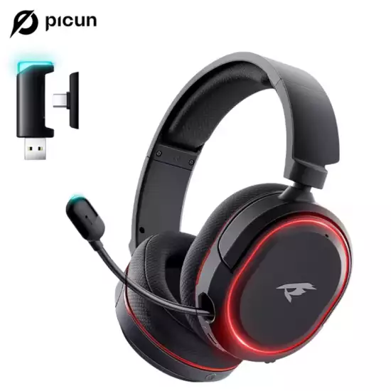 Picun G2 2.4G Wireless Gaming Headset Bluetooth Headphones 5ms Low Latency 7.1 Surround ENC Mic For PC PS4 PS5 Phone Switch