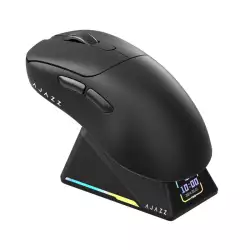AJAZZ AJ-179 Apex 42000 DPI Magnetic Charging Station with TFT Display Mouse-PAW 3950 Sensor-8K Dongle AJ179 (Black)