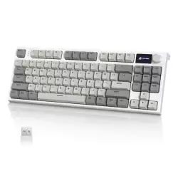 ATTACK SHARK RK86 RGB 75% Wireless Gasket Mechanical Keyboard,Triple Mode Bluetooth5.0/2.4G/USB-C 82 Keys Hot Swappable Gaming Keyboard 4000 mAH Battery w/Knob & 1.2'' HD OLED Display,Linear Switches