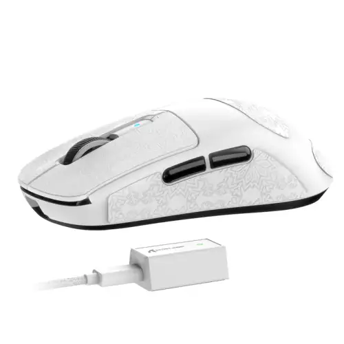 ATTACK SHARK R6 Wireless Gaming Mouse, Tri-Mode Connection, 39 Grams Superlight, PAW3950 42K DPI Sensor, 8K Polling Rate, MCU Nodic 52840, 7 Programmable Buttons, for PC/Mac/Linux/PS - White & Sticker