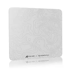 ATTACK SHARK CM05 Glass Gaming Mouse Pad,17.7x15.7 in Large Mouse Mat，Non Slip 9H Hard Mousepads,Nano-Textured Glass Surface with Improved Precision and Speed for FPS Players-White Contour