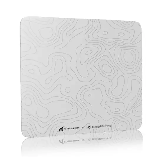 ATTACK SHARK CM05 Glass Gaming Mouse Pad,17.7x15.7 in Large Mouse Mat，Non Slip 9H Hard Mousepads,Nano-Textured Glass Surface with Improved Precision and Speed for FPS Players-White Contour (Open Sealed)