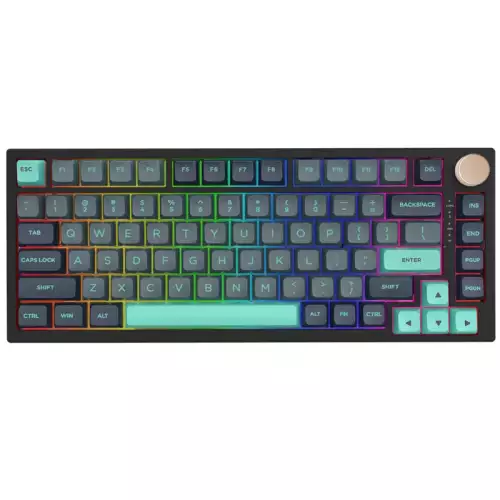 VGN N75 Dynamic Silver Caribbean Blue Gaming Keyboard, Numeric Keyless, Mechanical, Rotary Knob, USB-C Connection, English Sequence