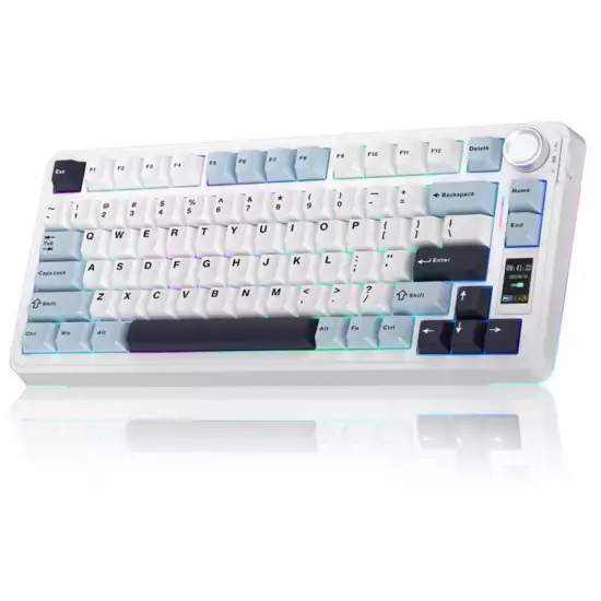 AULA S75 PRO Wireless Mechanical Keyboard with Screen&Knob, 75% Hot Swappable Gaming Keyboard with Pre-lubed Switches, RGB Backlit, PBT Keycaps Creamy Sounding Pc Gaming Keyboards
