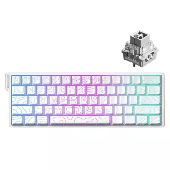 AULA WIN60 HE Mechanical Gaming Keyboard White Side Engraving - Gray Wood Magnetic Switch