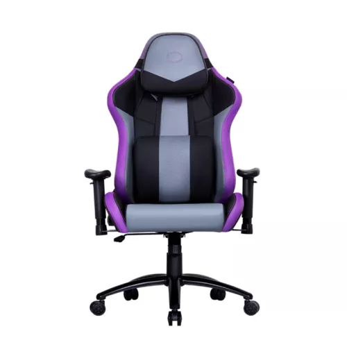 Cooler Master Caliber R3 Gaming Chair, Adjustable Lumbar Support, 180° Reclining, Reinforced Steel Frame, Memory Foam, Breathable PU, Class 4 Gas Lift, 2D Armrests, Black/Purple | CMI-GCR3-PR