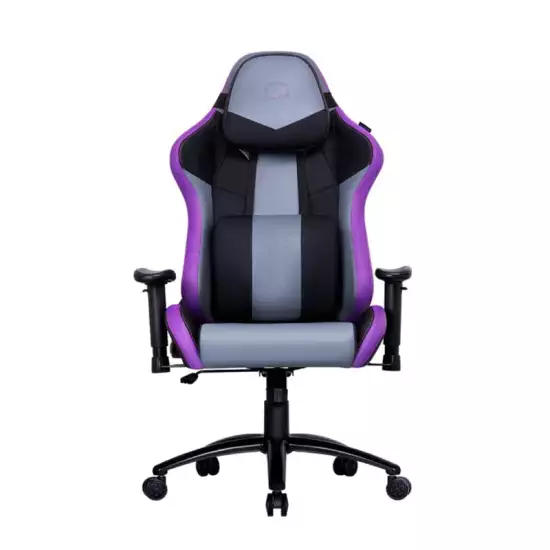 Cooler Master Caliber R3 Gaming Chair, Adjustable Lumbar Support, 180° Reclining, Reinforced Steel Frame, Memory Foam, Breathable PU, Class 4 Gas Lift, 2D Armrests, Black/Purple | CMI-GCR3-PR