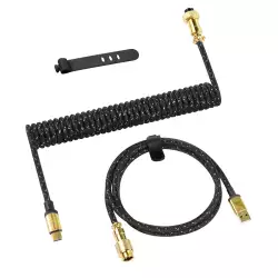 ATTACK SHARK C03 Coiled Cable (Type-C, Gold-Plated Aviator) Black