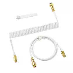 ATTACK SHARK C03 Coiled Cable (Type-C, Gold-Plated Aviator) White