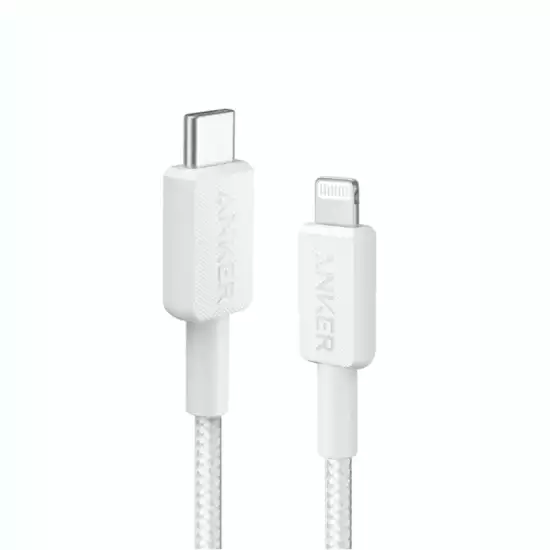 Anker 322 USB-C to Lightning Cable 3ft Braided A81B5H21 - White