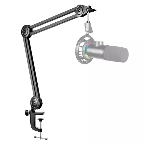FIFINE BM63 Microphone Boom Arm Stand Heavy Duty, Suspension Scissor Adjustable Mic Stand with Desk Mount, 5/8″ Screw, Cable Ties, for Recording Gaming Streaming Podcasting Black