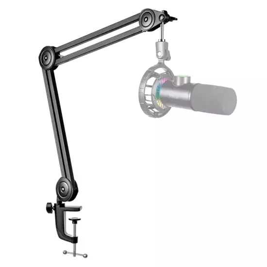 FIFINE BM63 Microphone Boom Arm Stand Heavy Duty, Suspension Scissor Adjustable Mic Stand with Desk Mount, 5/8″ Screw, Cable Ties, for Recording Gaming Streaming Podcasting Black