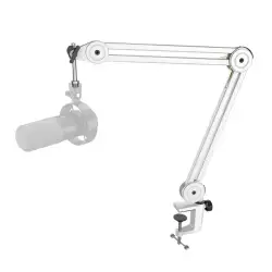 FIFINE BM63 Microphone Boom Arm Stand Heavy Duty, Suspension Scissor Adjustable Mic Stand with Desk Mount, 5/8″ Screw, Cable Ties, for Recording Gaming Streaming Podcasting White