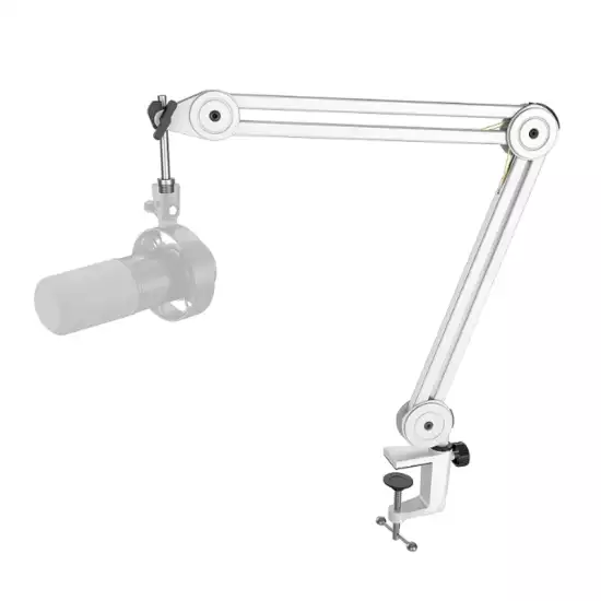 FIFINE BM63 Microphone Boom Arm Stand Heavy Duty, Suspension Scissor Adjustable Mic Stand with Desk Mount, 5/8″ Screw, Cable Ties, for Recording Gaming Streaming Podcasting White FIFINE BM63 Microphone Boom Arm Stand Heavy Duty, Suspension Scissor Adjustable Mic Stand with Desk Mount, 5/8″ Screw, Cable Ties, for Recording Gaming Streaming Podcasting White