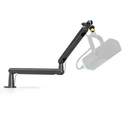 FIFINE BM88 Low Profile Microphone Boom Arm Stand with Desk Mount Clamp, Screw Adapter, Cable Management, for Podcast Streaming Gaming Studio Black