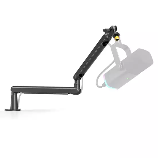 FIFINE BM88 Low Profile Microphone Boom Arm Stand with Desk Mount Clamp, Screw Adapter, Cable Management, for Podcast Streaming Gaming Studio Black
