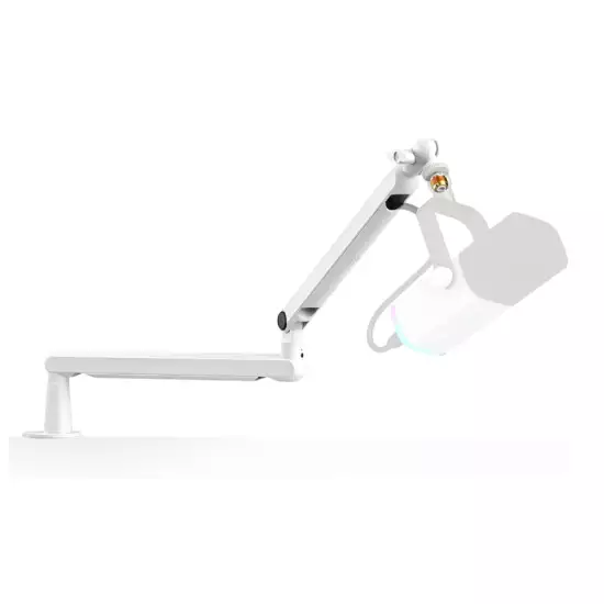 FIFINE  BM88W Boom Arm Mic Stand, Low Profile Metal Microphone Stand, Podcast Mic Boom Arm with Desktop Mount, Cable Channel Management, White for Recording/Streaming/Game-BM88W