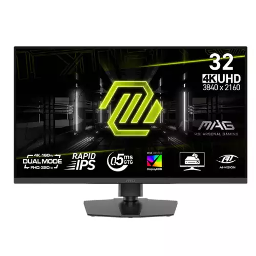 MSI MAG 322URDF E16 Gaming Monitors, 32" Rapid IPS Display, 4K UHD @ 160Hz, FHD @ 320Hz, 0.5ms (GtG) Response Time, DisplayHDR 400, Adaptive-Sync, Black | 9S6-3DD89T-001