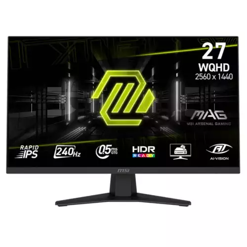 MSI MAG 274QF X24 Gaming Monitor, 27" Rapid IPS Display, WQHD Resolution, 240Hz Refresh Rate, 0.5ms (GtG) Response Time, AI Vision Technology, Black | 9S6-3CE41H-061