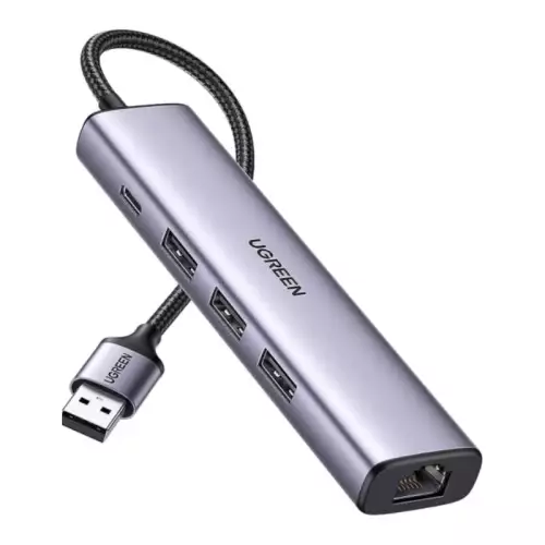 UGREEN USB3.0 To 3×USB3.0 +RJ45 (1000M) Ethernet Adapter Type-C Power Supply 60554-CM475