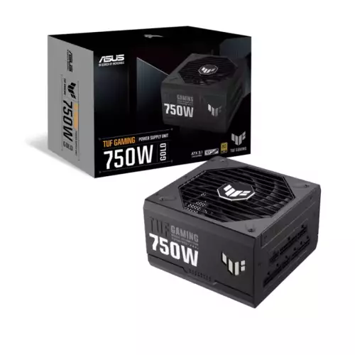 ASUS TUF Gaming 750W Fully Modular Power Supply, 80 PLUS Gold Efficiency, Active PFC, ATX12V Form Factor, Dual Ball Fan Bearings, Axial-Tech Fan Design, Black | 90YE00S3-B0NA00