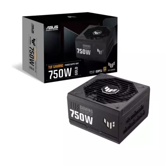 ASUS TUF Gaming 750W Fully Modular Power Supply, 80 PLUS Gold Efficiency, Active PFC, ATX12V Form Factor, Dual Ball Fan Bearings, Axial-Tech Fan Design, Black | 90YE00S3-B0NA00