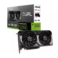 ASUS Dual GeForce RTX 5060 OC Edition Graphics Card, DUAL-RTX5060-O8G, 8GB GDDR7 128-Bit Memory, 2565 MHz Boost Clock, 28 Gbps Memory Speed, 3840 CUDA Cores, PCI Express 5.0 | 90YV0N12-M0NA00