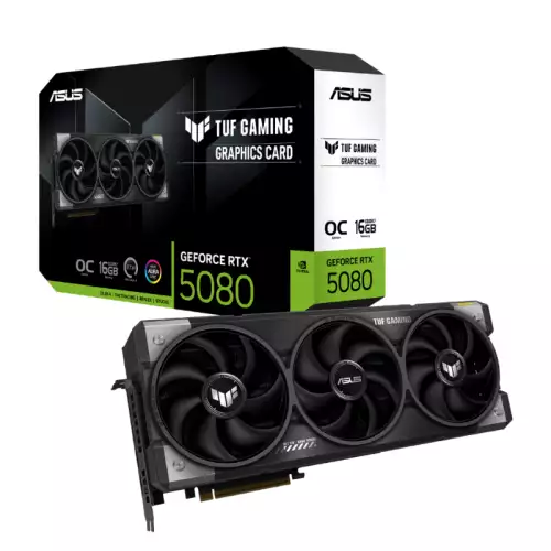 ASUS TUF Gaming GeForce RTX™ 5080 16GB GDDR7 OC Edition Graphics Card - PCI Express 5.0 - 1858 TOPs AI Performance - 10752 CUDA Cores - 30 Gbps Memory Speed - 256-bit Interface - 3 x DisplayPort 2.1b & 2 x HDMI 2.1b - Aura Sync ARGB