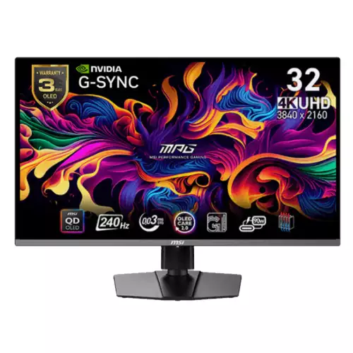 MSI MPG 321URX QD-OLED, 32" 4K UHD Quantum Dot OLED Gaming Monitor, 3840 x 2160, 0.03ms, 240Hz, True Black HDR 400, 90W USB Type C, HDMI, DP Port