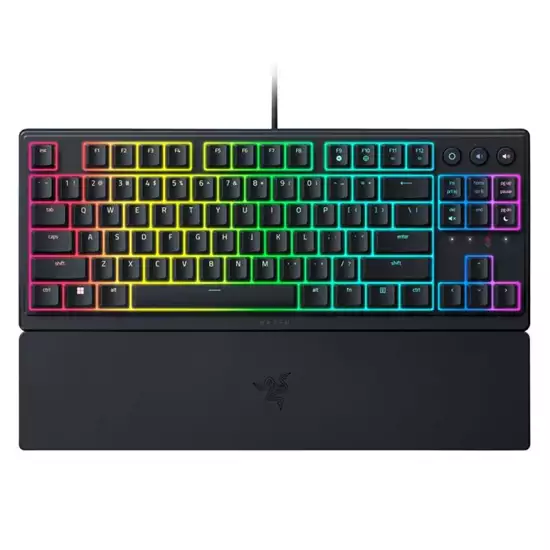 Razer Ornata V3 TKL Low Profile Gaming Keyboard, Mecha-Membrane Switches, 1000 Hz Ultrapolling, 8 Chroma RGB, UV-Coated ABS Keycaps, Braided Fiber Cable, Black | RZ03-04880100-R3M1