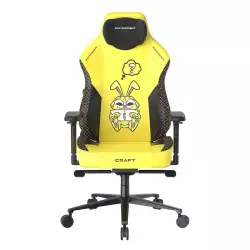 DXRacer Craft Dinorabbit Gaming Chairs, 2D Integrated Lumbar Support, 4D Armrests, Class 4 Hydraulics, 90° ~ 135° Back Recline Support, Large Size, Yellow / Black | GC/LCF23LTA/DINORABB