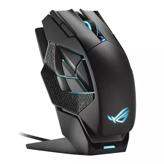 Asus ROG Spatha X Wireless Gaming Mouse, With Dual Mode Connectivity, Wired / 2.4 GHz, 12 Buttons, 19000 DPI Sensor, Exclusive Push-Fit Switch Sockets, Aura Sync RGB Lighting | 90MP0220-BMUA00