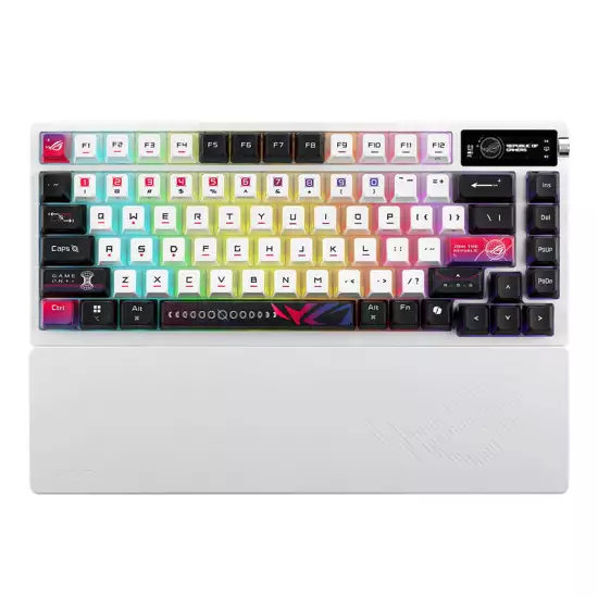 ASUS ROG Azoth X Gaming Keyboard, ROG NX Snow V2 Switch, Hot-Swappable Switches, Tri-Mode Connectivity, Anti-Ghosting N-Key Rollover, English-Arabic Layout, White | 90MP044F-BKCA30 (Open Sealed)