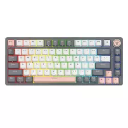 Fantech Atom Pro83 75% Mechanical Gaming Keyboard, 83 Keys, Hotswappable Keys,22 RGB Lighting Modes, Anti-Ghosting Keys, Red Switch, Adjustable Feet, 2.4GHz, BT5.0, Wired, 2000mAh, Saturn | MK913