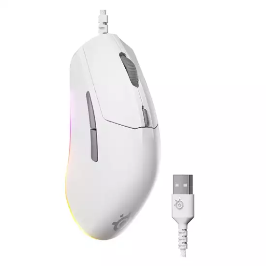 SteelSeries Rival 3 Gen 2 Gaming Mouse 8500 DPI TrueMove Core Optical Sensor 60 Million Click Durability Low Latency 77g Lightweight 100% PTFE Feet RGB - White SteelSeries Rival 3 Gen 2 Gaming Mouse 8500 DPI TrueMove Core Optical Sensor 60 Million Click Durability Low Latency 77g Lightweight 100% PTFE Feet RGB - White