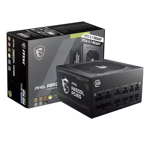 MSI MAG A850GL PCIe 5.1 & ATX 3.1 Gaming Power Supply - Full Modular - 80 Plus Gold Certified 850W - Compact Size - ATX PSU - Black