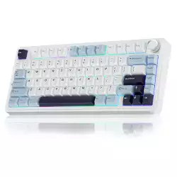 AULA F75 75% Wireless Mechanical Keyboard, Hot Swappable Creamy Keyboard, Pre-lubed Reaper Switches, 2.4GHz/Type-C/BT5.0, RGB Backlit Gaming Keyboards - White & Blue