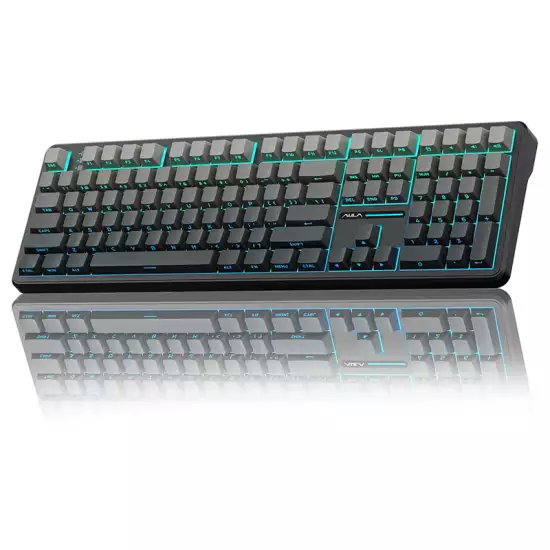 Aula F108 100% Wireless Gaming Keyboard, Full Size Custom Gasket Mechanical Keyboard, 4000mAh Battery, Programmable 108 Keys, Hot-Swappable, for Win/Mac (Grey&Yellow) Aula F108 100% Wireless Gaming Keyboard, Full Size Custom Gasket Mechanical Keyboard, 4000mAh Battery, Programmable 108 Keys, Hot-Swappable, for Win/Mac (Grey&Yellow)