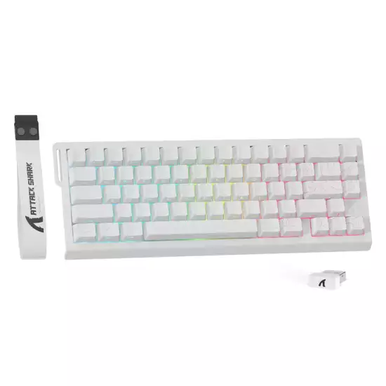 ATTACK SHARK X68PRO HE Wireless Rapid Trigger Keyboard Magnetic Switch 60% Tri-Mode Wireless 8KHz Magnetic Keyboard With 0.01mm RT Accuracy, Support RT/Snap Tap/DKS/MT/TGL - White ATTACK SHARK X68PRO HE Wireless Rapid Trigger Keyboard Magnetic Switch 60% Tri-Mode Wireless 8KHz Magnetic Keyboard With 0.01mm RT Accuracy, Support RT/Snap Tap/DKS/MT/TGL - White