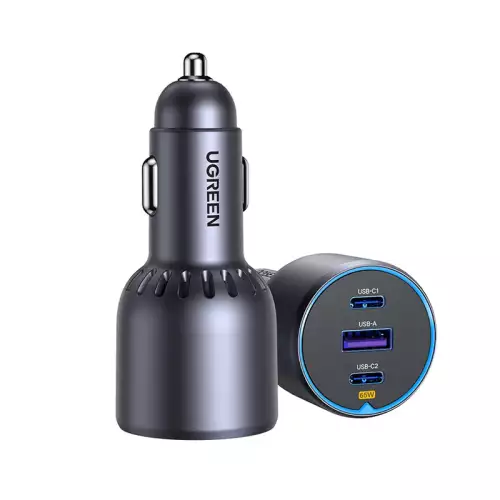 UGREEN 75W Dual Type-C & 1x USB Ports Metal Car Charger – EC703 - 35024