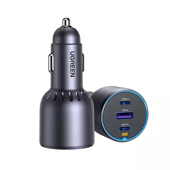 UGREEN 75W Dual Type-C & 1x USB Ports Metal Car Charger – EC703 - 35024 UGREEN 75W Dual Type-C & 1x USB Ports Metal Car Charger – EC703 - 35024