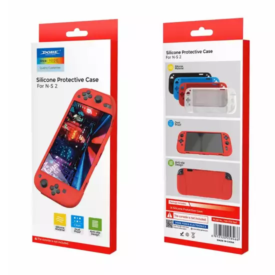 DOBE TNS-3158 Soft Skin Protective Shell for Nintendo Switch 2 Silicone Protective Cover Case – Red