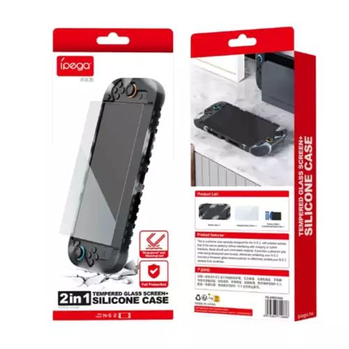 IPEGA PG-SW2024A For Nintendo Switch 2 Game Console Silicone Cover + Tempered Glass Screen Protector
