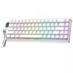 ATTACK SHARK X68MAX HE Rapid Trigger CNC Aluminum Keyboard Magnetic Switch with C01Ultra RGB Coiled Cable 60% Wired 8KHz CNC Aluminum Magnetic Keyboard With 0.005mm RT Accuracy, Support RT/Snap Tap/DKS/MT/TGL  - White Contour