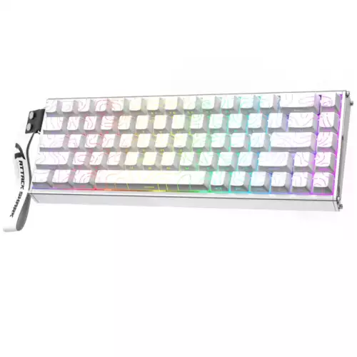 ATTACK SHARK X68MAX HE Rapid Trigger CNC Aluminum Keyboard Magnetic Switch with C01Ultra RGB Coiled Cable 60% Wired 8KHz CNC Aluminum Magnetic Keyboard With 0.005mm RT Accuracy, Support RT/Snap Tap/DKS/MT/TGL  - White Contour