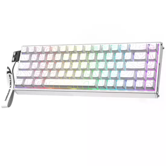 ATTACK SHARK X68MAX HE Rapid Trigger CNC Aluminum Keyboard Magnetic Switch with C01Ultra RGB Coiled Cable 60% Wired 8KHz CNC Aluminum Magnetic Keyboard With 0.005mm RT Accuracy, Support RT/Snap Tap/DKS/MT/TGL - White Contour ATTACK SHARK X68MAX HE Rapid Trigger CNC Aluminum Keyboard Magnetic Switch with C01Ultra RGB Coiled Cable 60% Wired 8KHz CNC Aluminum Magnetic Keyboard With 0.005mm RT Accuracy, Support RT/Snap Tap/DKS/MT/TGL - White Contour