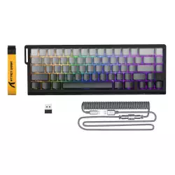 ATTACK SHARK X68PRO HE Wireless Rapid Trigger Keyboard With Coiled Cable 60% Wireless Magnetic Keyboard With 0.01mm RT Accuracy, Support RT/Snap Tap/DKS/MT/TGL - Gradient Black