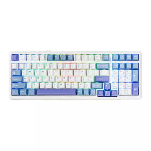 AULA F99 Gaming Mechanical Keyboard – Tri-Mode Wireless, Hot-Swap, RGB (Purple & White)