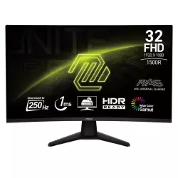 MSI MAG 32C6X Curved Gaming Monitor, 32" VA Display, FHD Resolution, 250Hz (OC) Refresh Rate, 1ms (MPRT) Response Time, Adaptive Sync Technology, 1500R Curvature, Black | 9S6-3DD41M-018